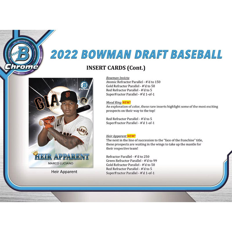 2022 Bowman Draft Baseball Jumbo Hobby 8 Box Case